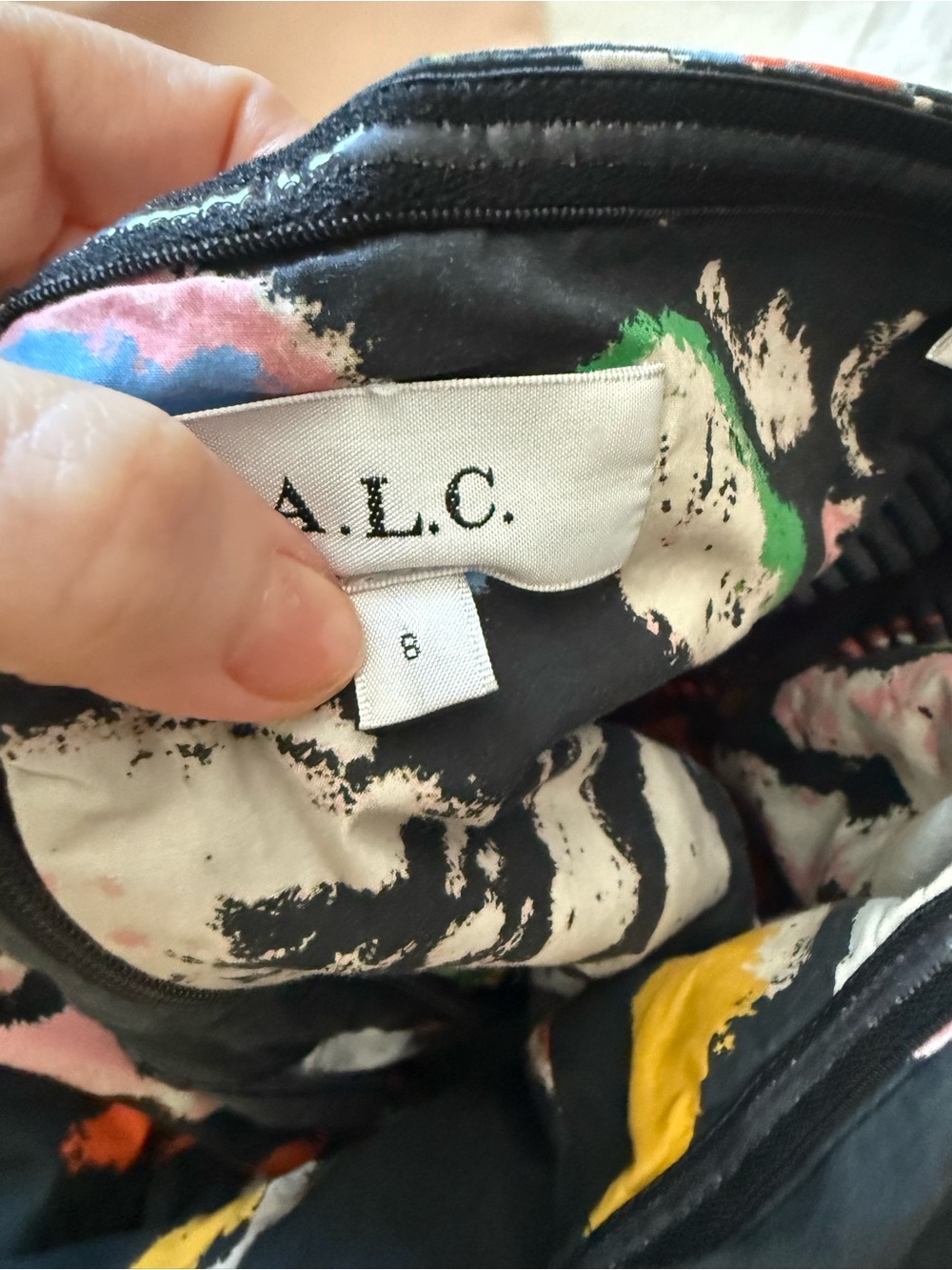 A.L.C. Tate Strapless Cotton Dress in Black Multi Size 8 - Picture 5 of 5